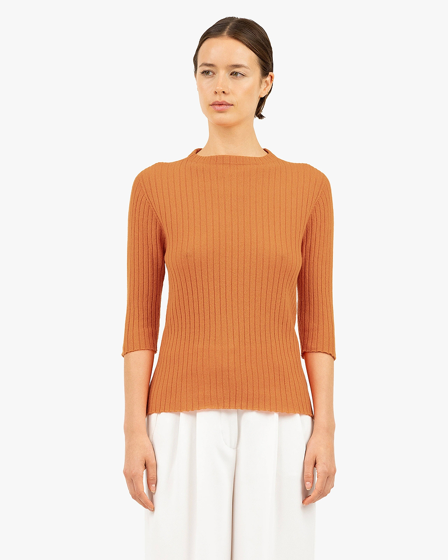 Brera 3/4 Sleeves Sweater - Orange Cashmere