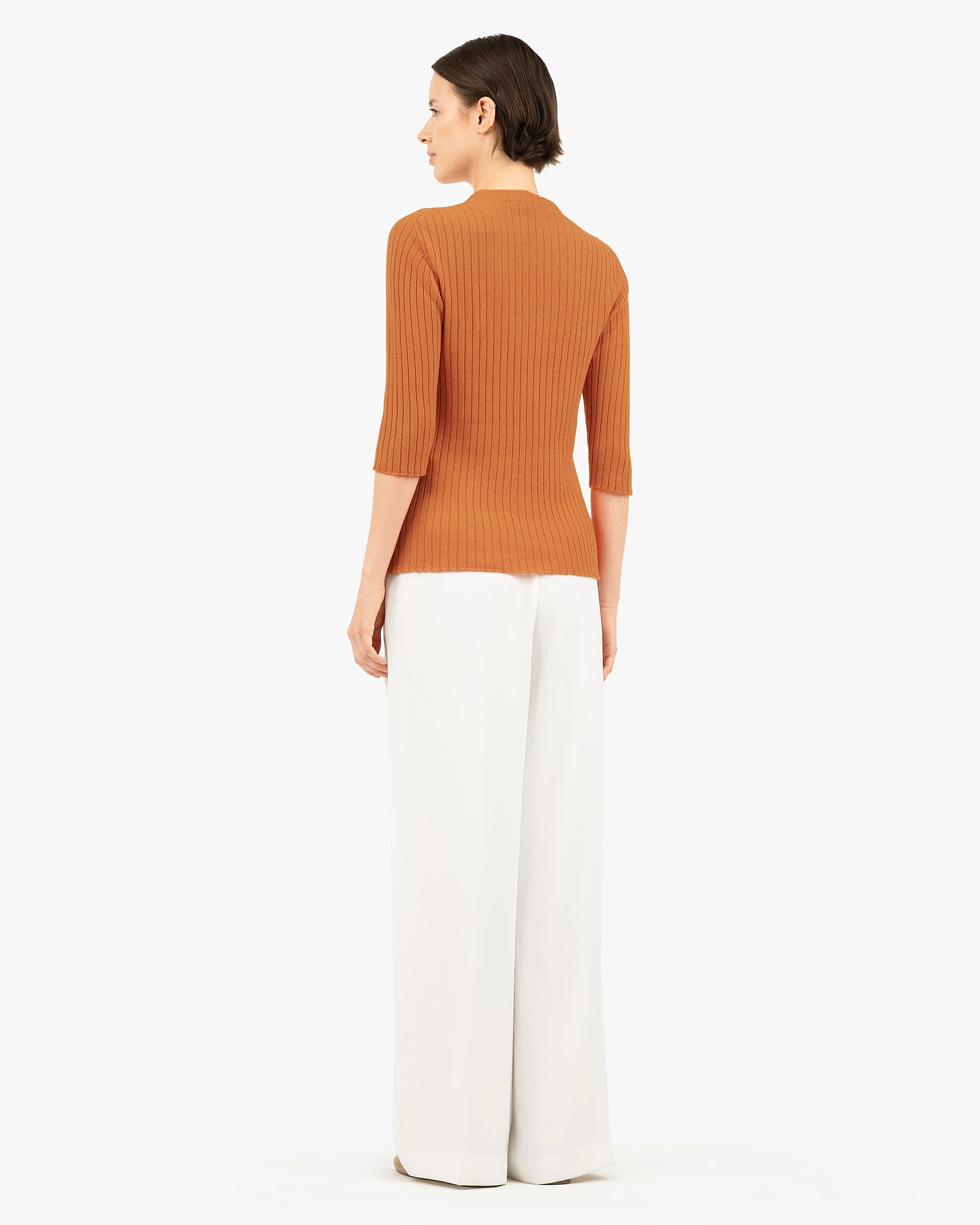 Brera 3/4 Sleeves Sweater - Orange Cashmere