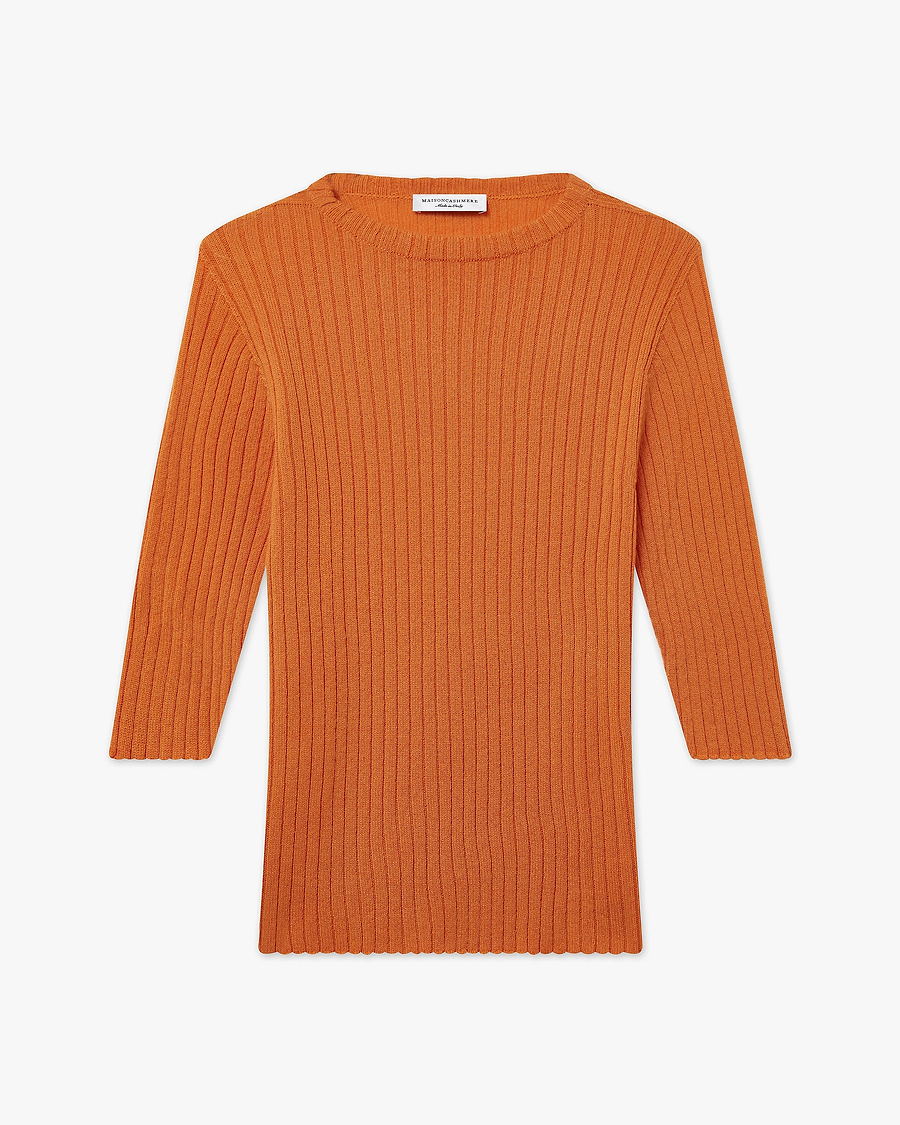 Brera 3/4 Sleeves Sweater - Orange Cashmere