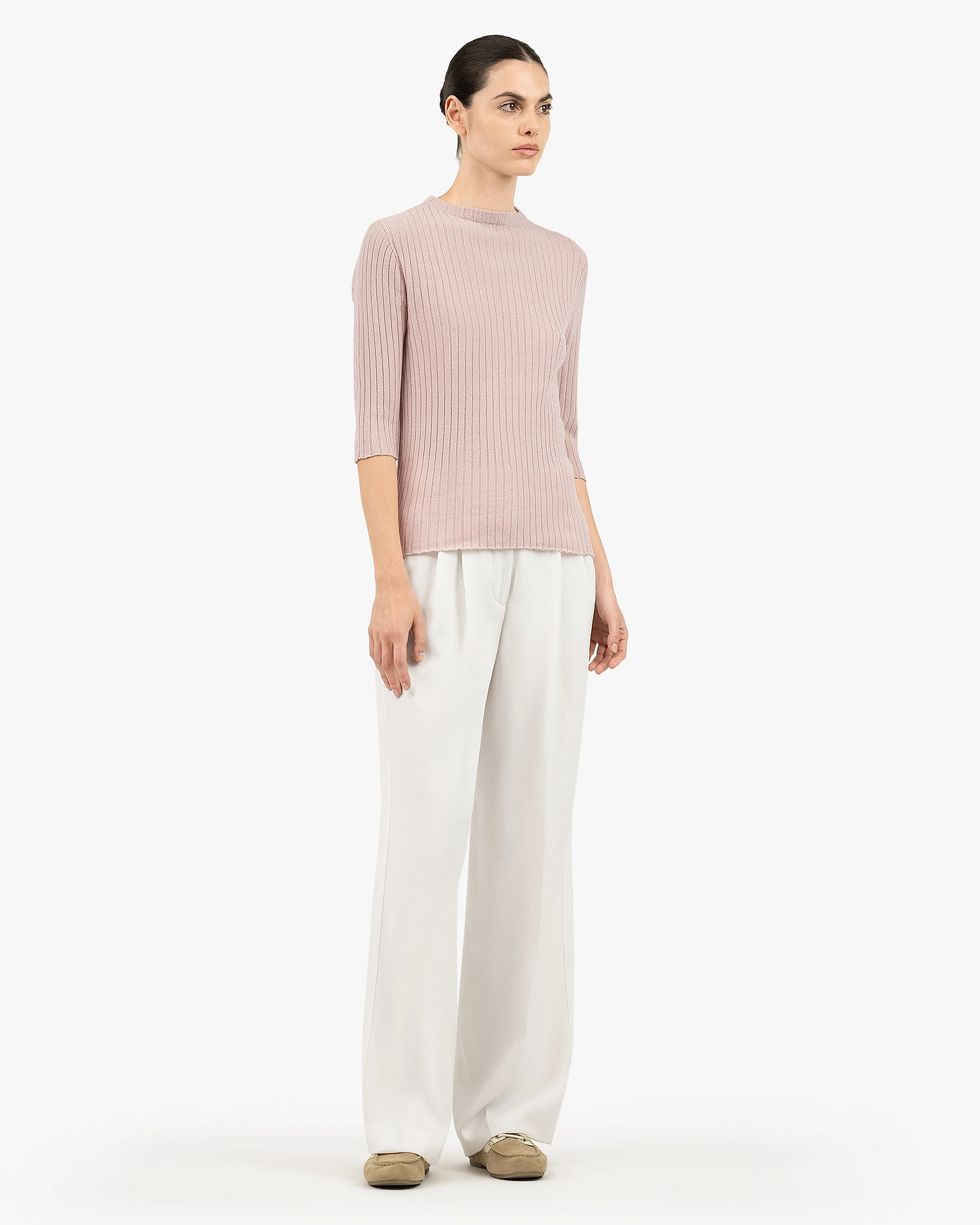 Brera 3/4 Sleeves Sweater - Rose Cashmere
