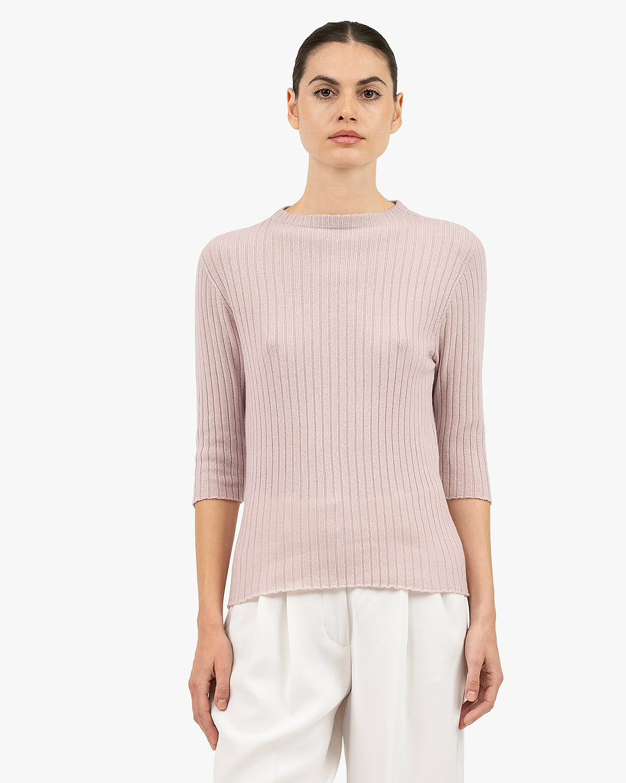 Brera 3/4 Sleeves Sweater - Rose Cashmere
