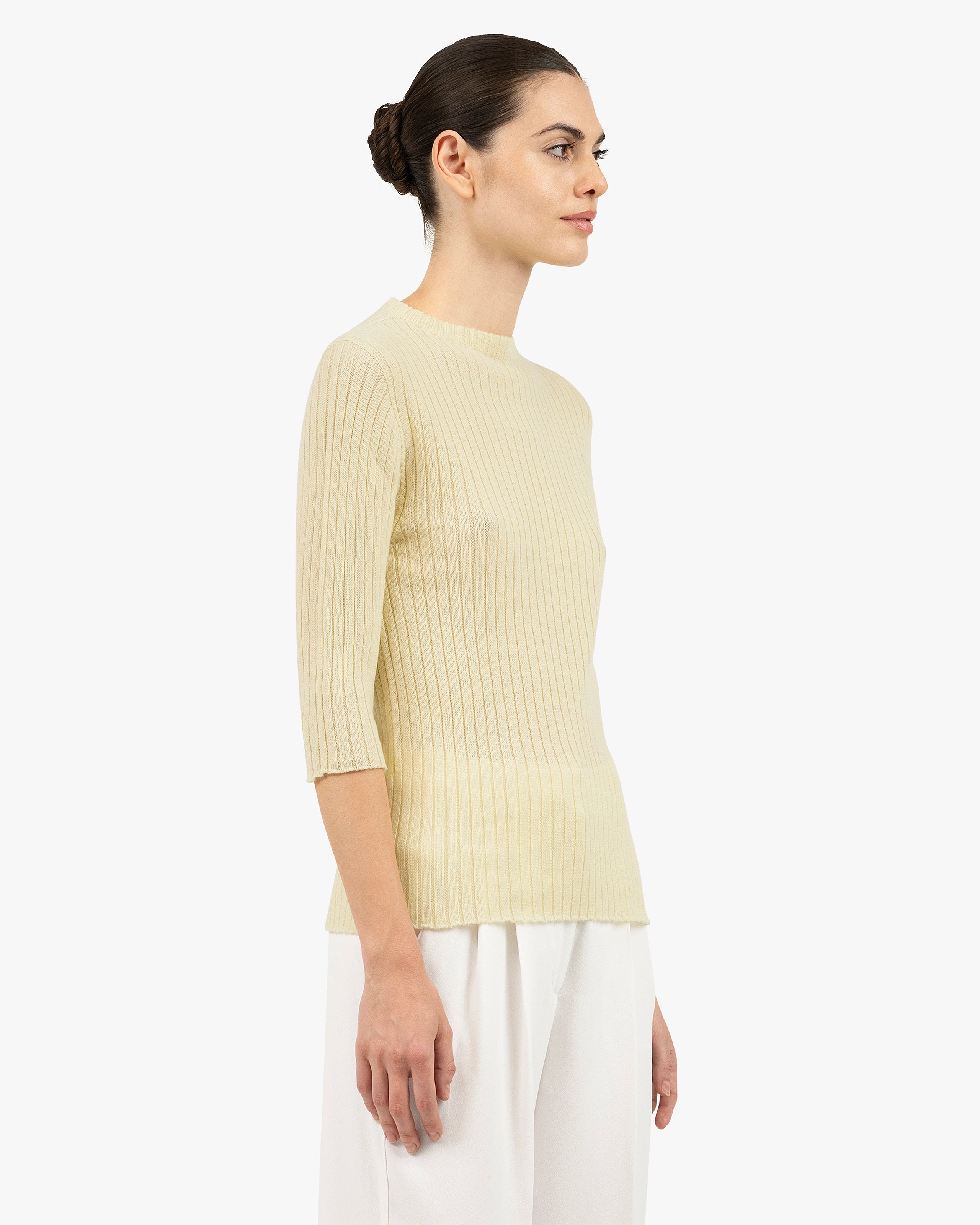 Brera 3/4 Sleeves Sweater - Yellow Cashmere