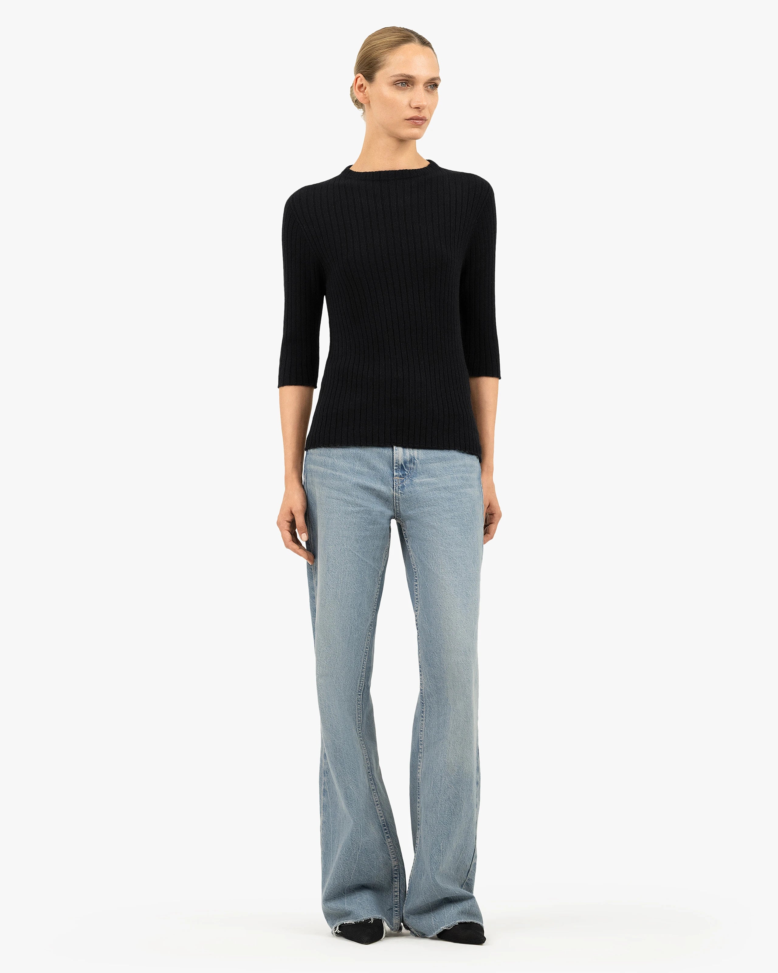 Brera 3/4 Sleeves Sweater - Black Cashmere