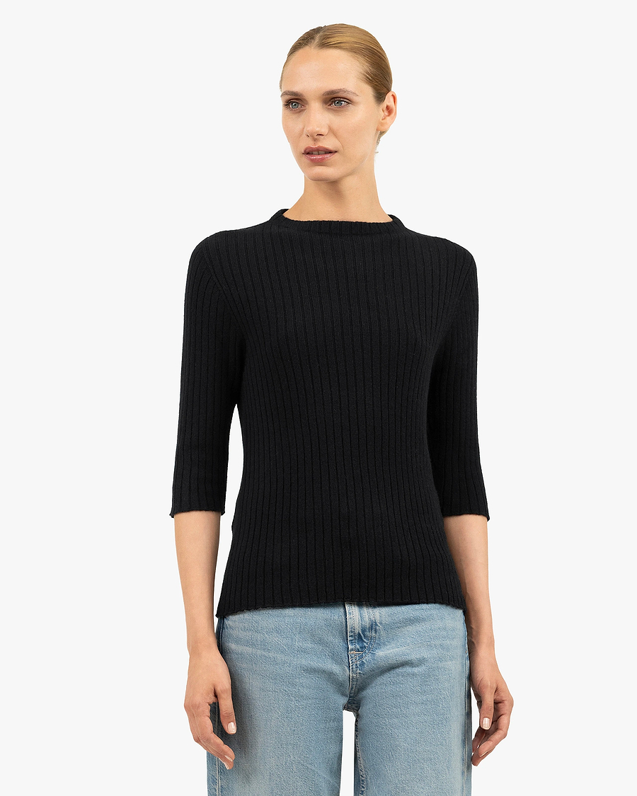 Brera 3/4 Sleeves Sweater - Black Cashmere