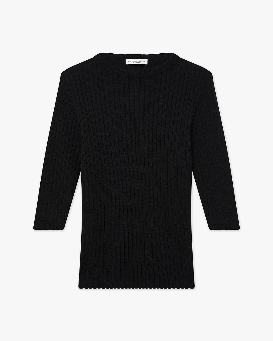 Brera 3/4 Sleeves Sweater - Black Cashmere
