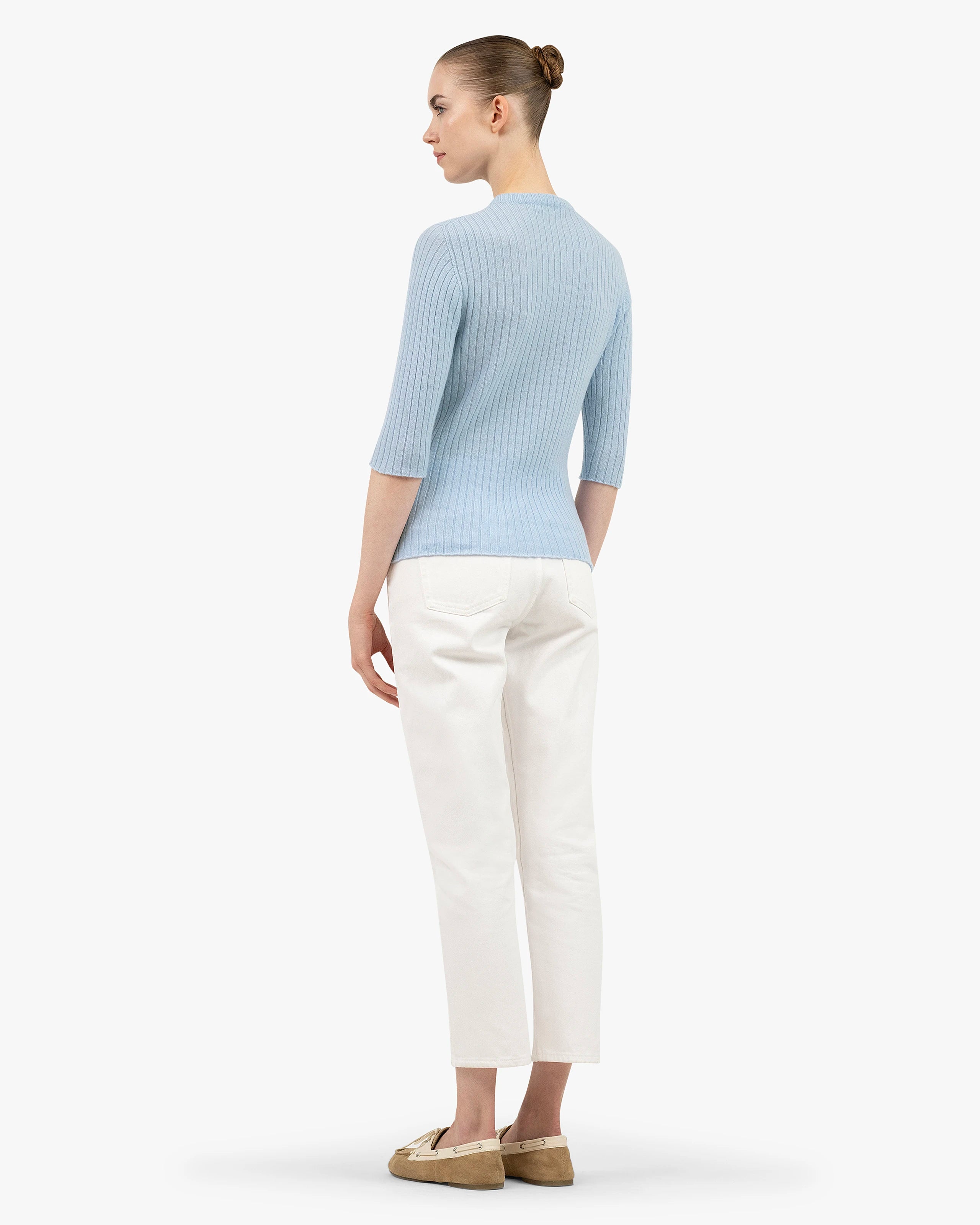 Brera 3/4 Sleeves Sweater - Light Blue Cashmere