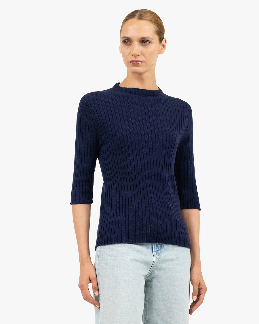 Brera 3/4 Sleeves Sweater - Blue Cashmere