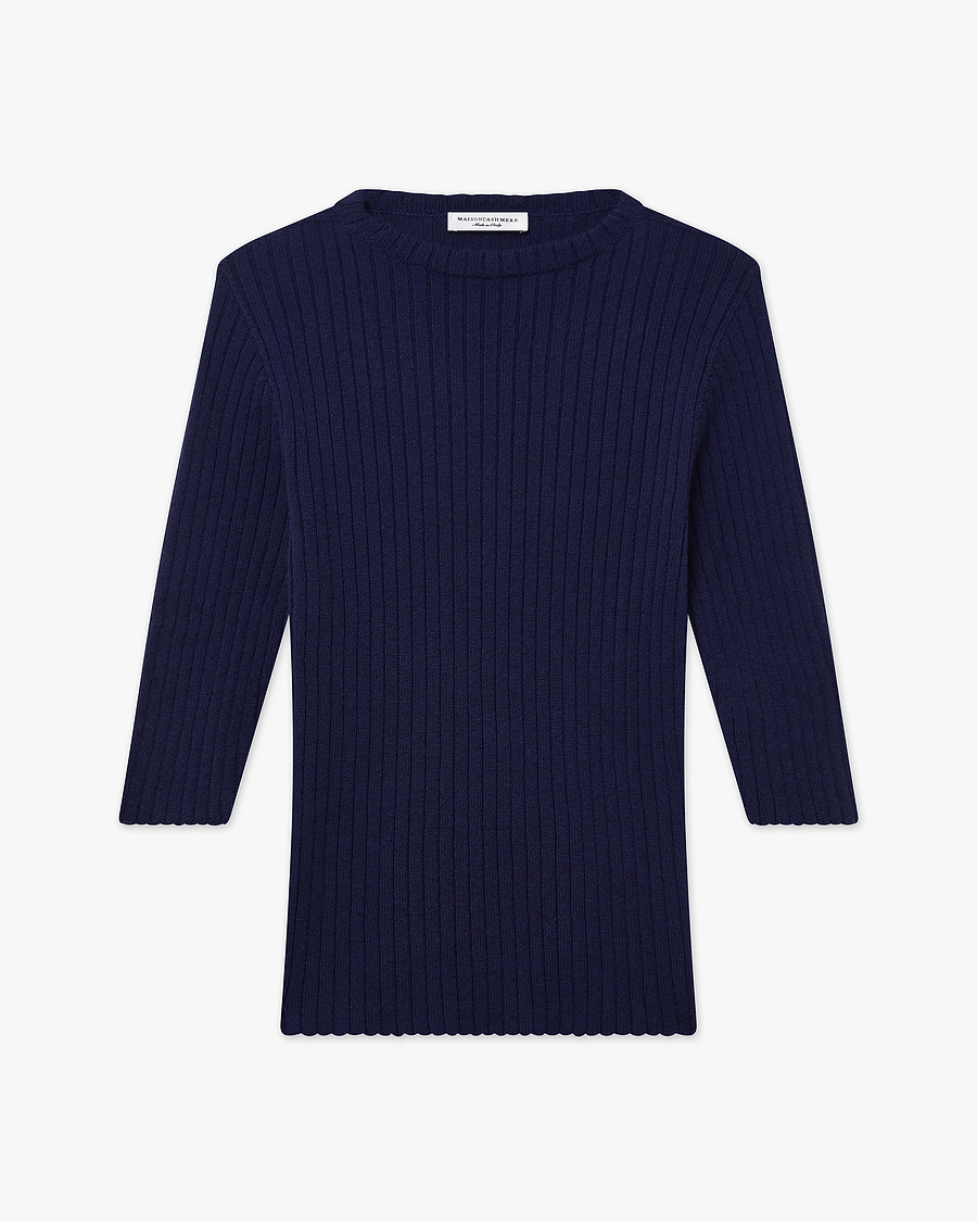 Brera 3/4 Sleeves Sweater - Blue Cashmere