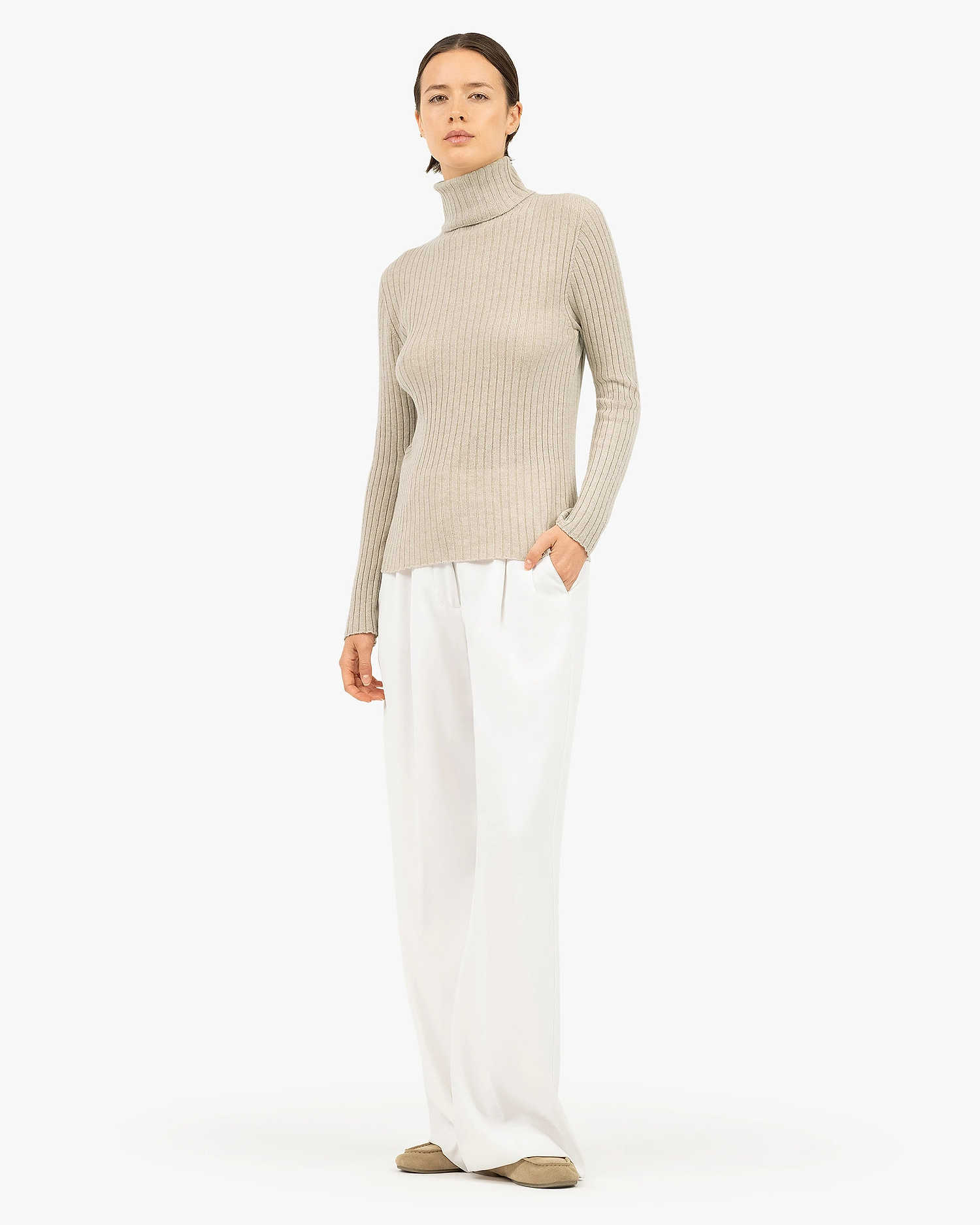 Women's Brera Turtleneck Sweater - Beige Cashmere