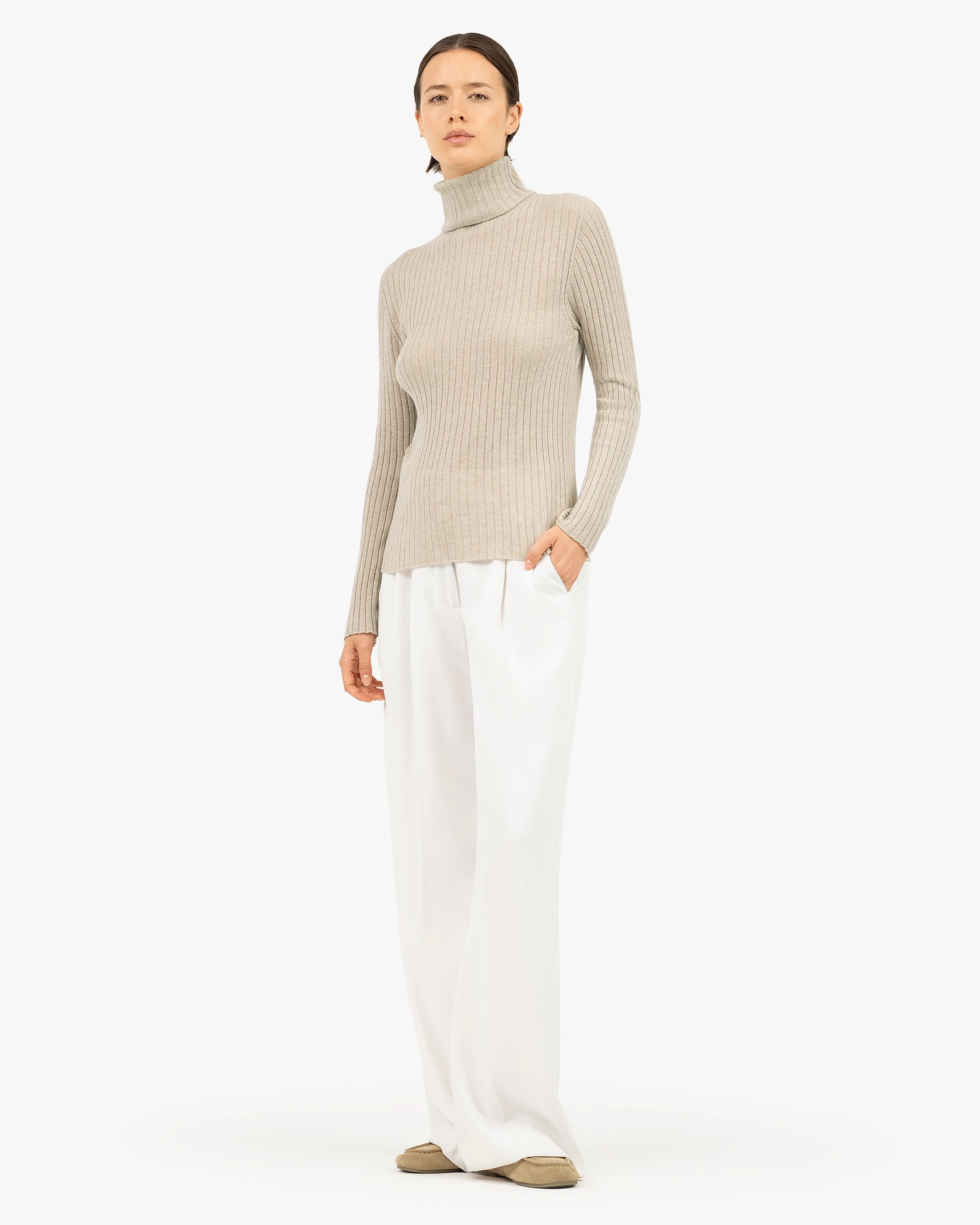 Women's Brera Turtleneck Sweater - Beige Cashmere