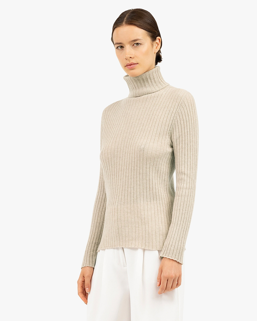 Women's Brera Turtleneck Sweater - Beige Cashmere