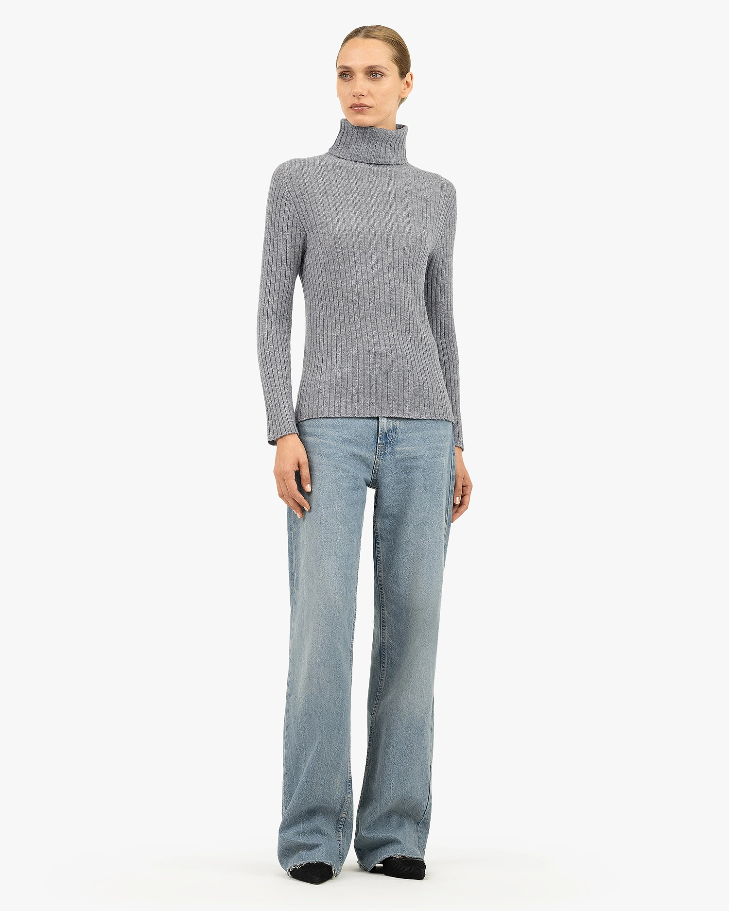 Women's Brera Turtleneck Sweater - Medium Grey Cashmere