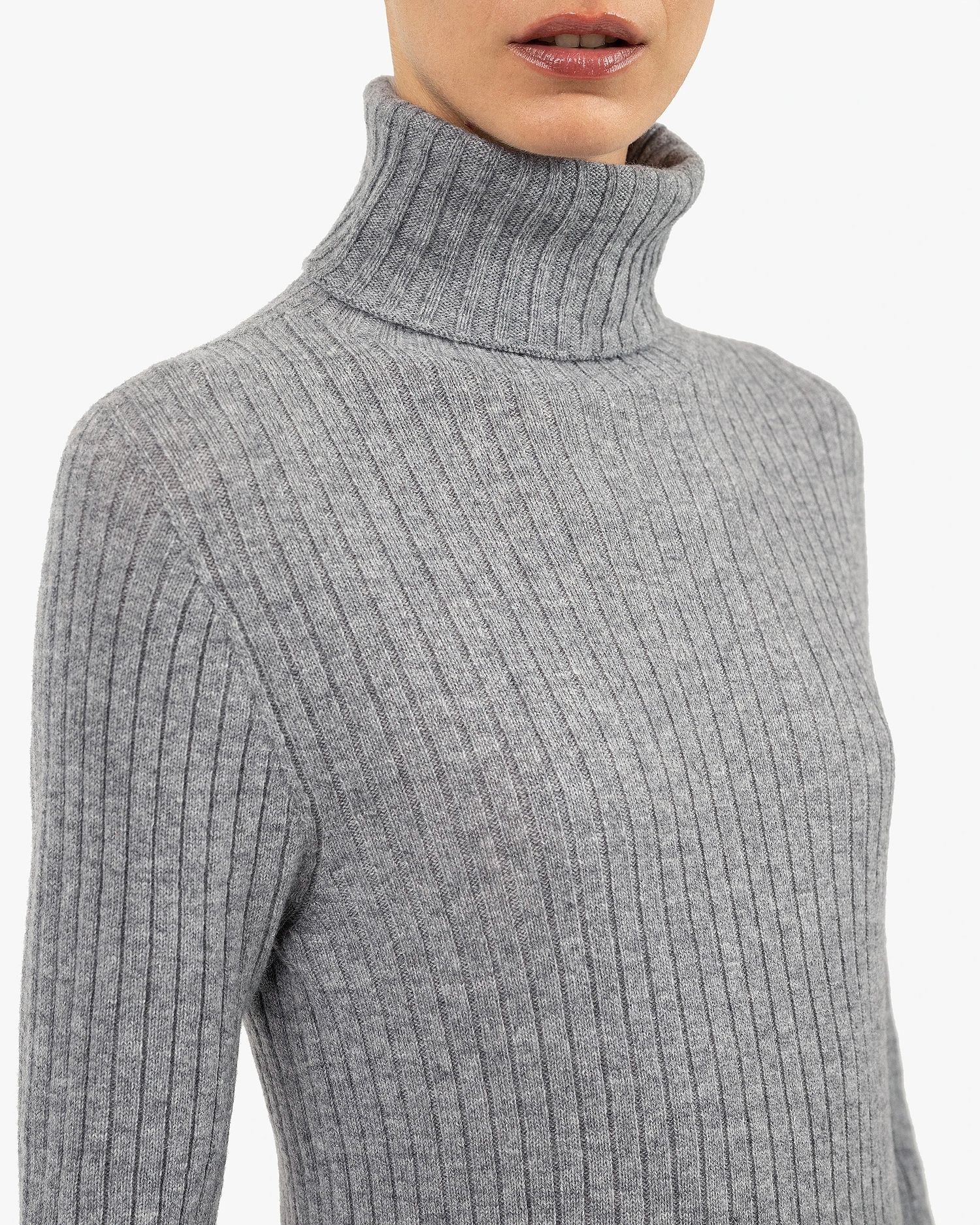 Women's Brera Turtleneck Sweater - Medium Grey Cashmere