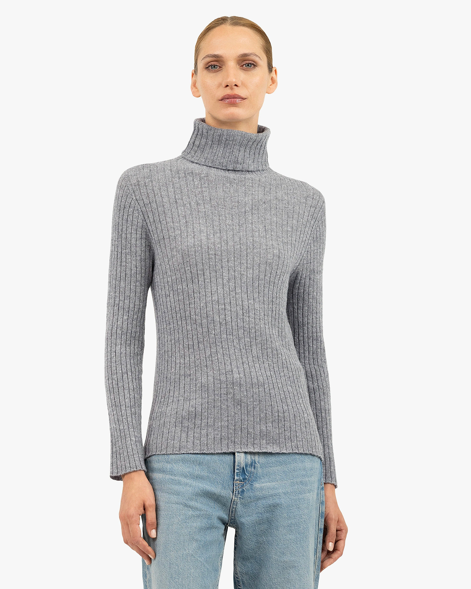 Women's Brera Turtleneck Sweater - Medium Grey Cashmere