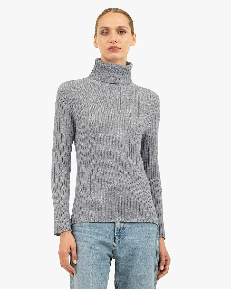 Women's Brera Turtleneck Sweater - Medium Grey Cashmere