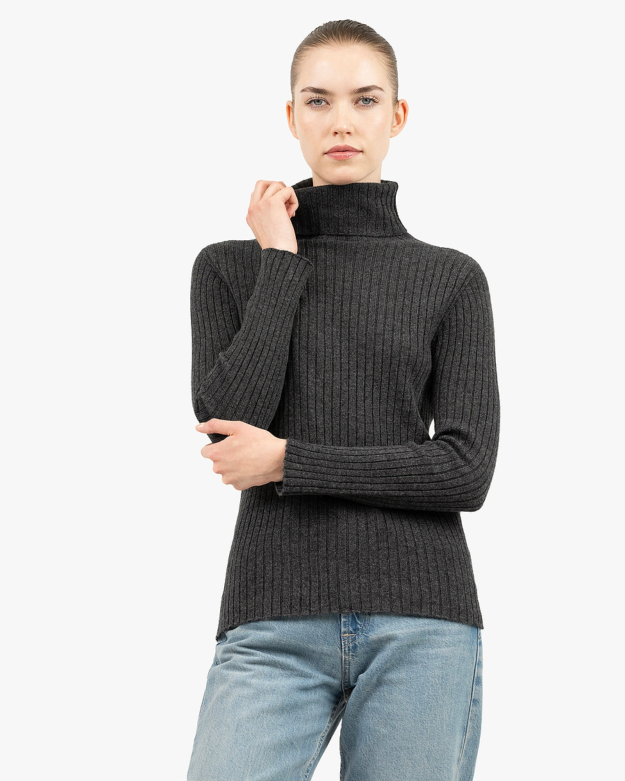 Women's Brera Turtleneck Sweater - Charcoal Cashmere