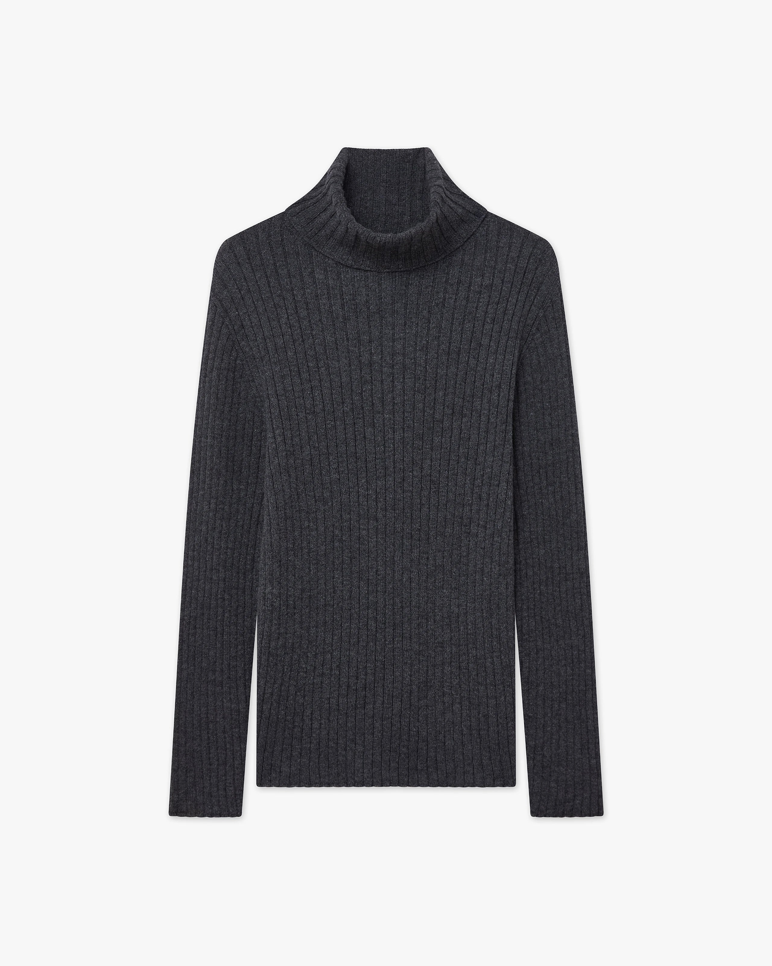 Women's Brera Cashmere Turtleneck Sweater - Charcoal | MaisonCashmere