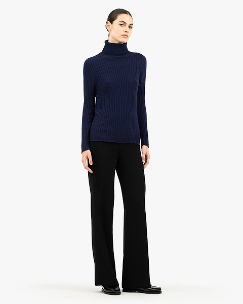 Women's Brera Turtleneck Sweater - Blue Cashmere