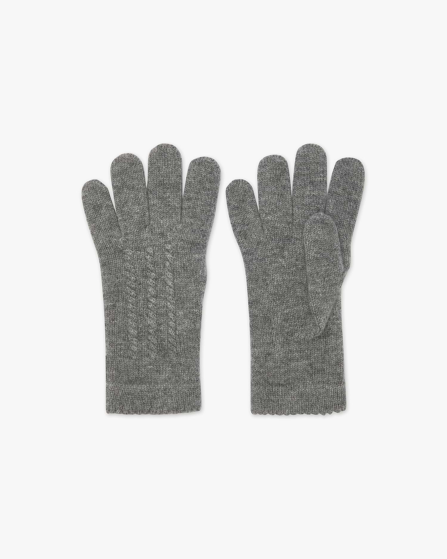 feines gewebe für handschuhe Zopfmuster Kaschmir Handschuhe Damen - Mittelgrau