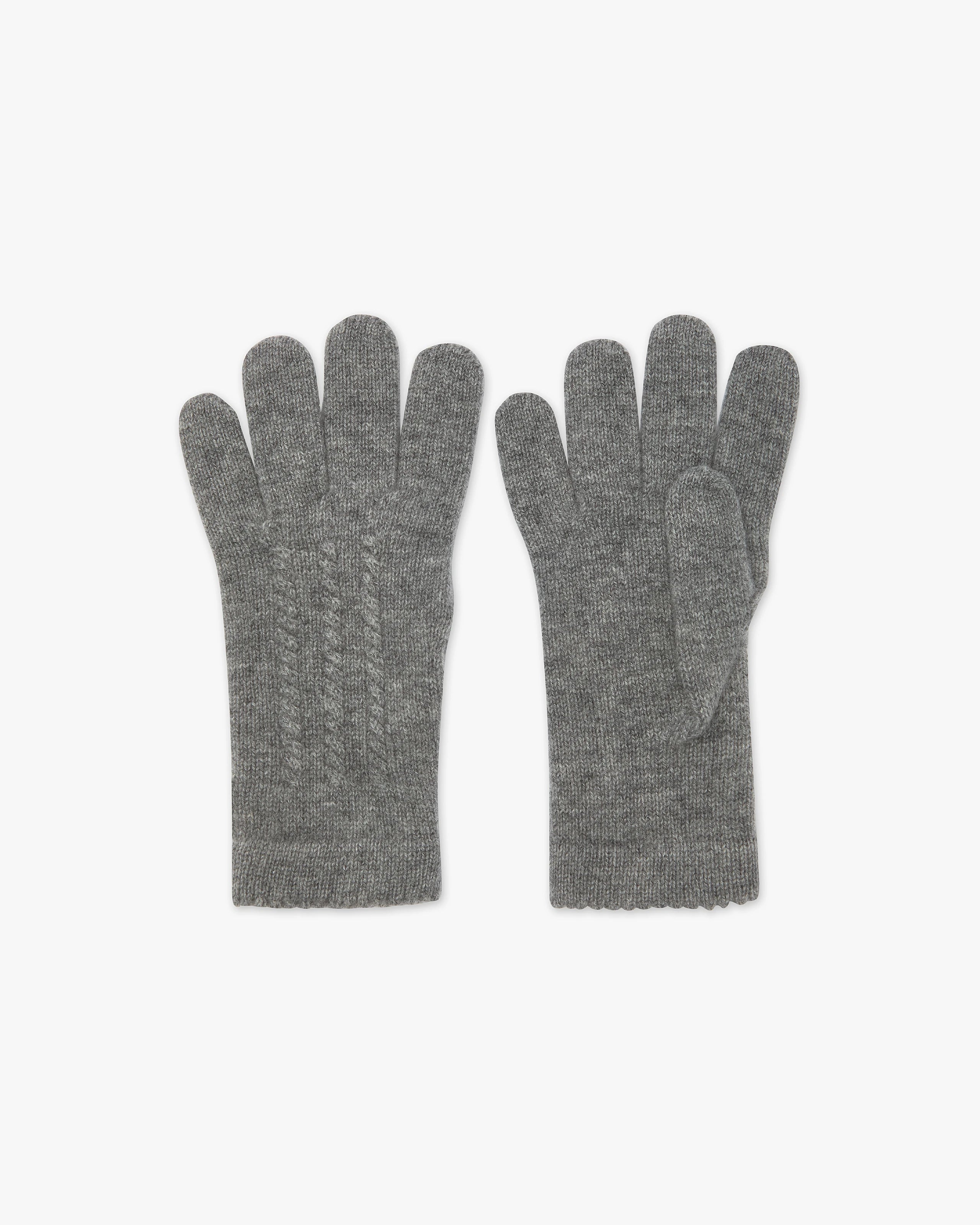 Cable Knit Gloves - Medium Grey Cashmere