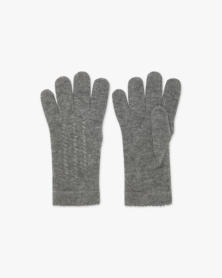 Cable Knit Gloves - Medium Grey Cashmere