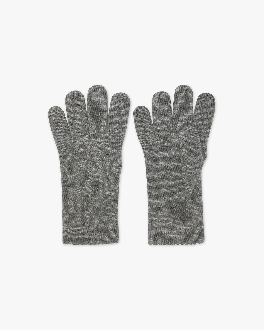 Cable Knit Gloves - Medium Grey Cashmere