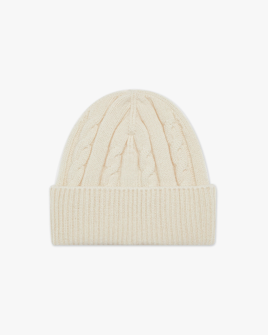 Women's Cable Knit Hat - White Cashmere