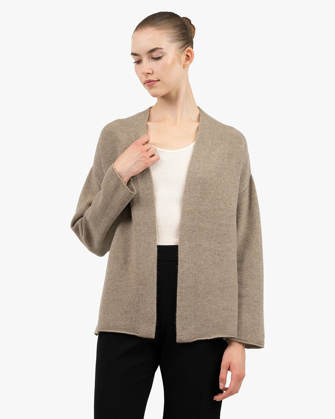 ジャケット・アウター 2022AW / ATON / CASHMERE WOOL CARDIGAN M Women's Dolomiti Cashmere Cardigan - Taupe | MaisonCashmere