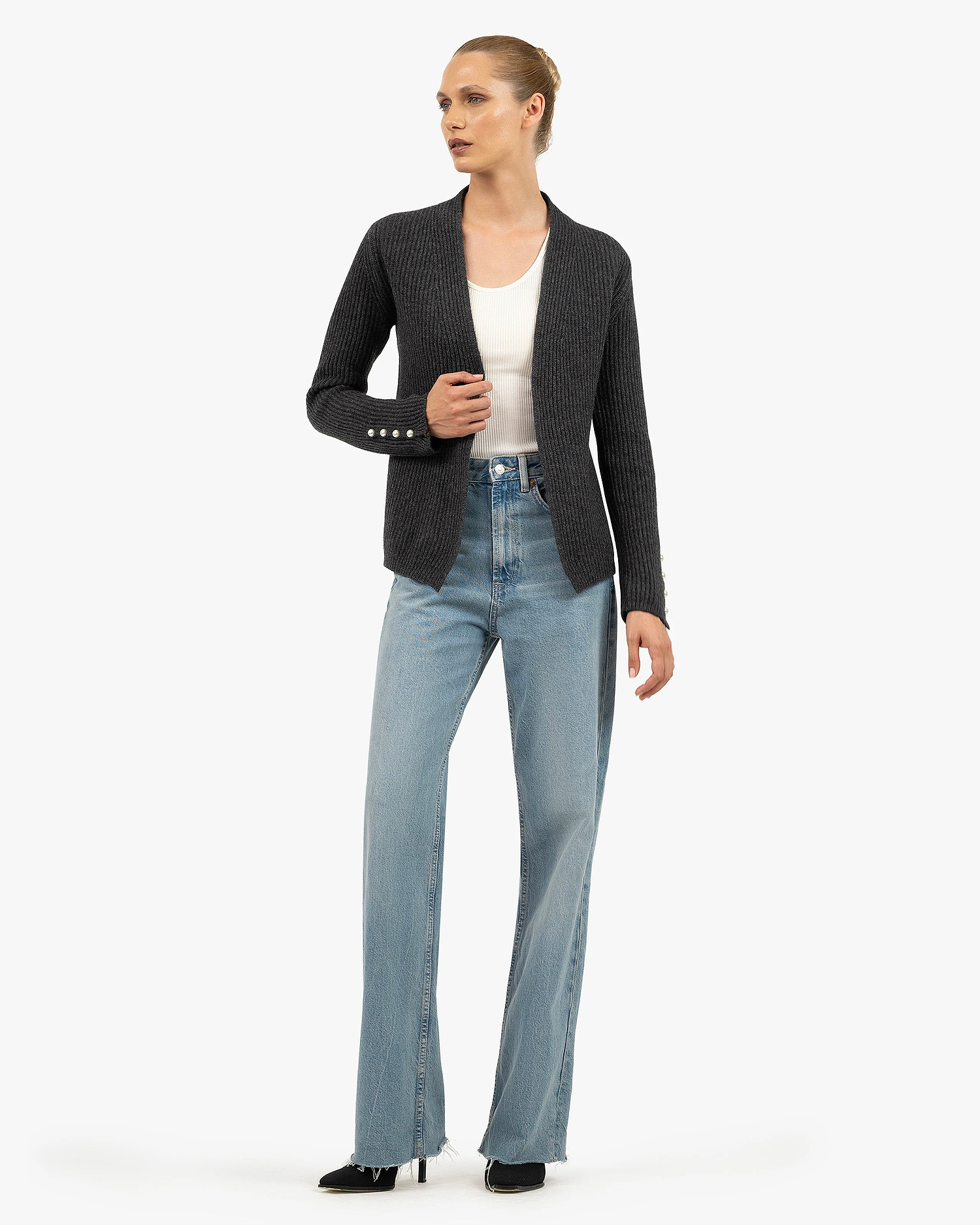 Sorapis Cardigan - Charcoal Cashmere