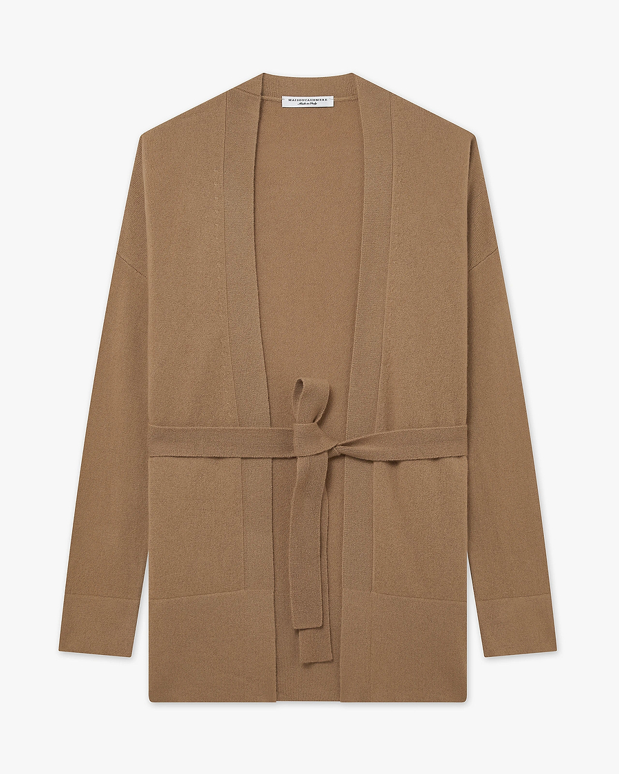 Women's Velia Cardigan - Camel Cashmere