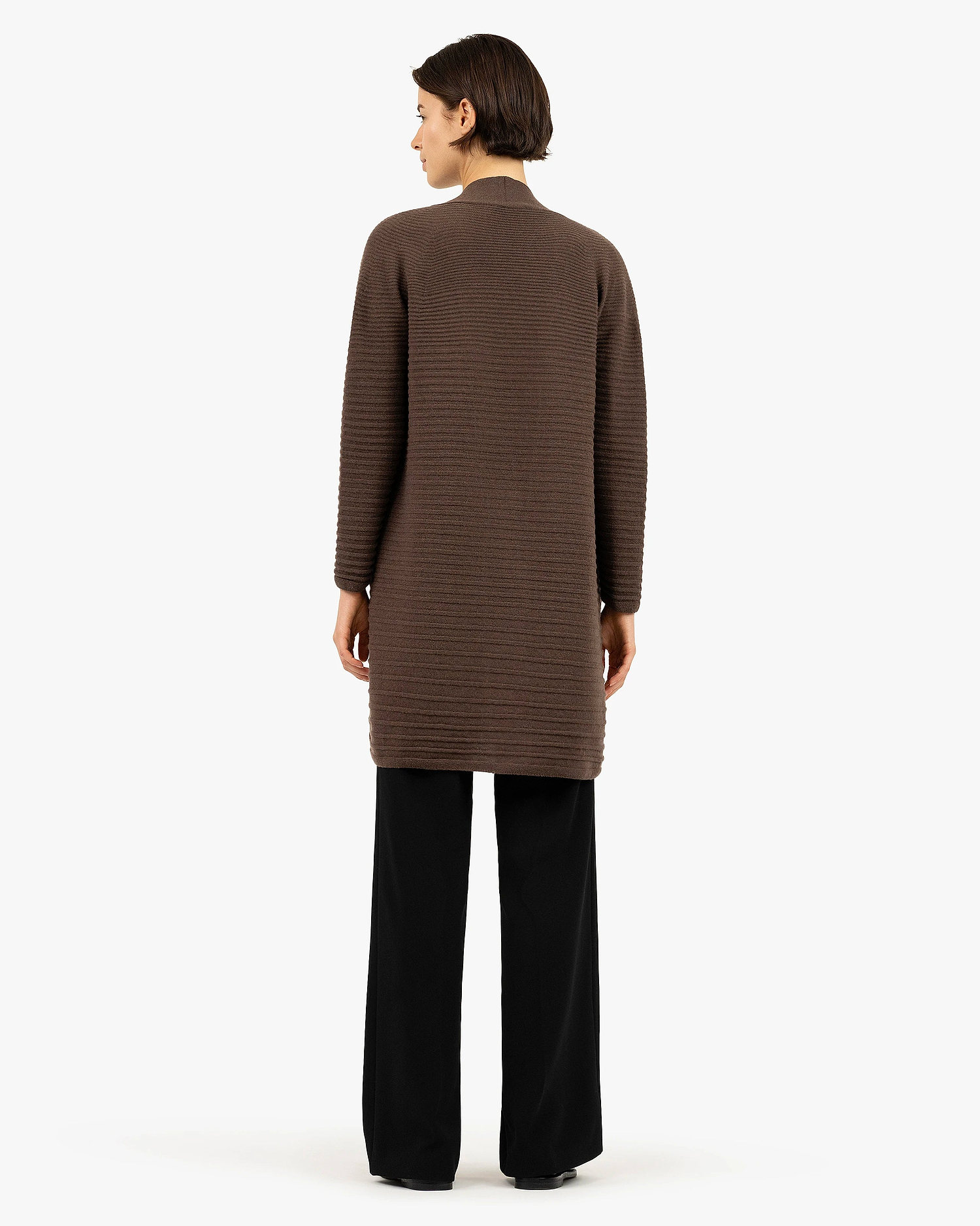 Degradé Ribbed Cardigan - Brown Cashmere