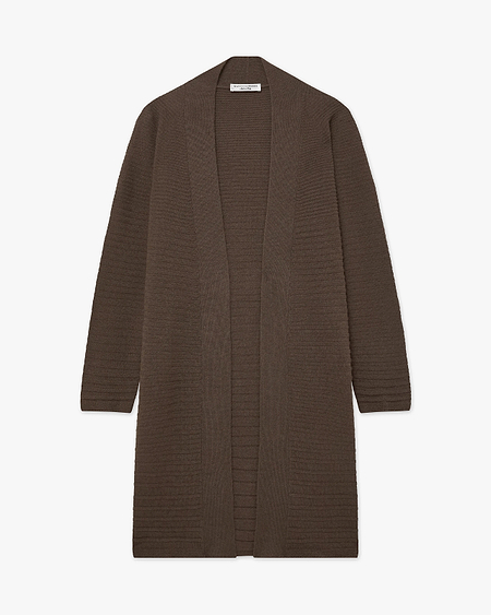 Degradé Ribbed Cardigan - Brown Cashmere