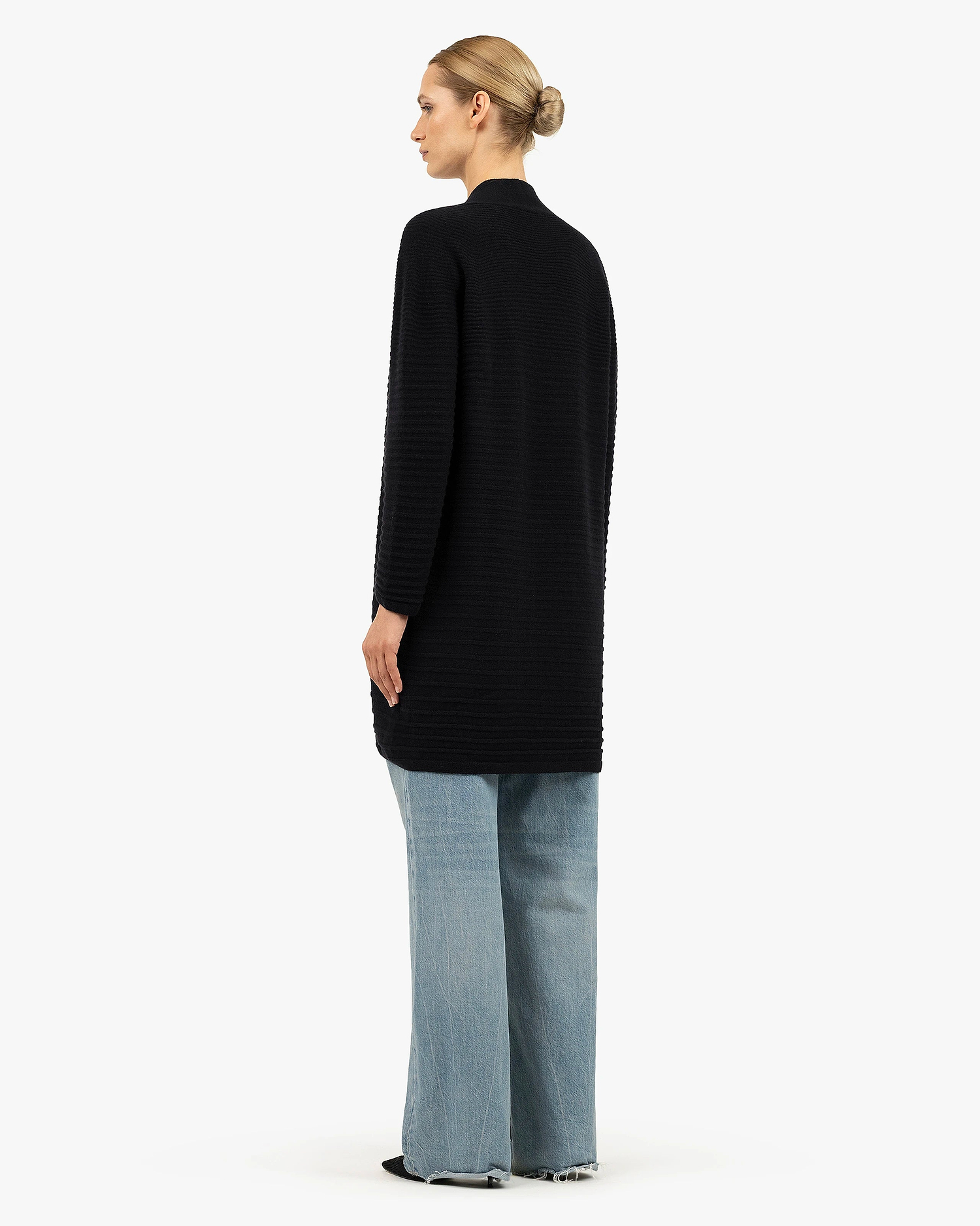 Degradé Ribbed Cardigan - Black Cashmere