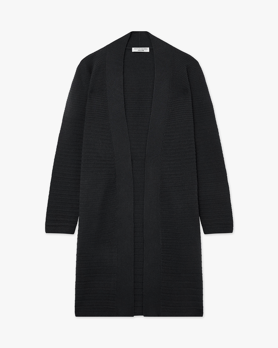 Degradé Ribbed Cardigan - Black Cashmere