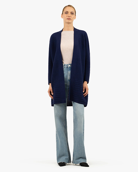 Degradé Ribbed Cardigan - Blue Cashmere