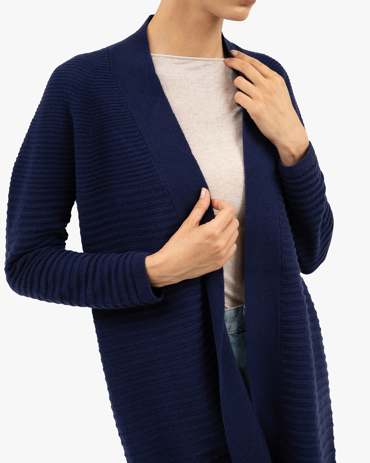 Degradé Ribbed Cardigan - Blue Cashmere