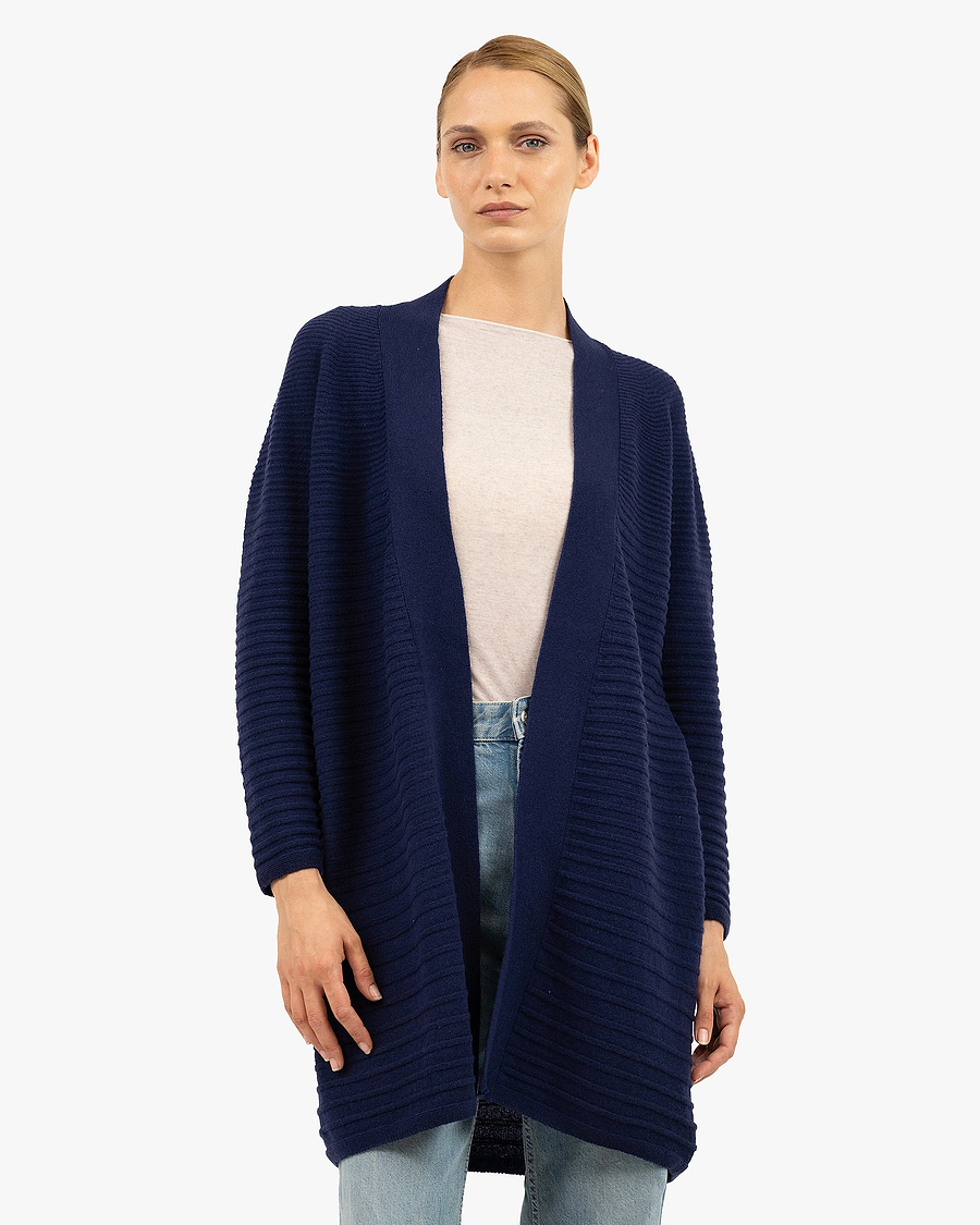 Degradé Ribbed Cardigan - Blue Cashmere
