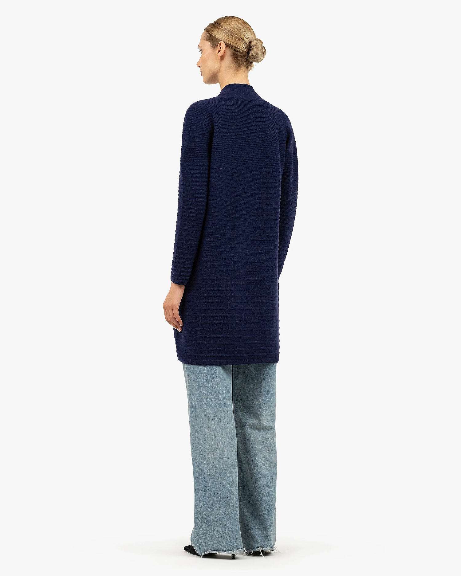 Degradé Ribbed Cardigan - Blue Cashmere