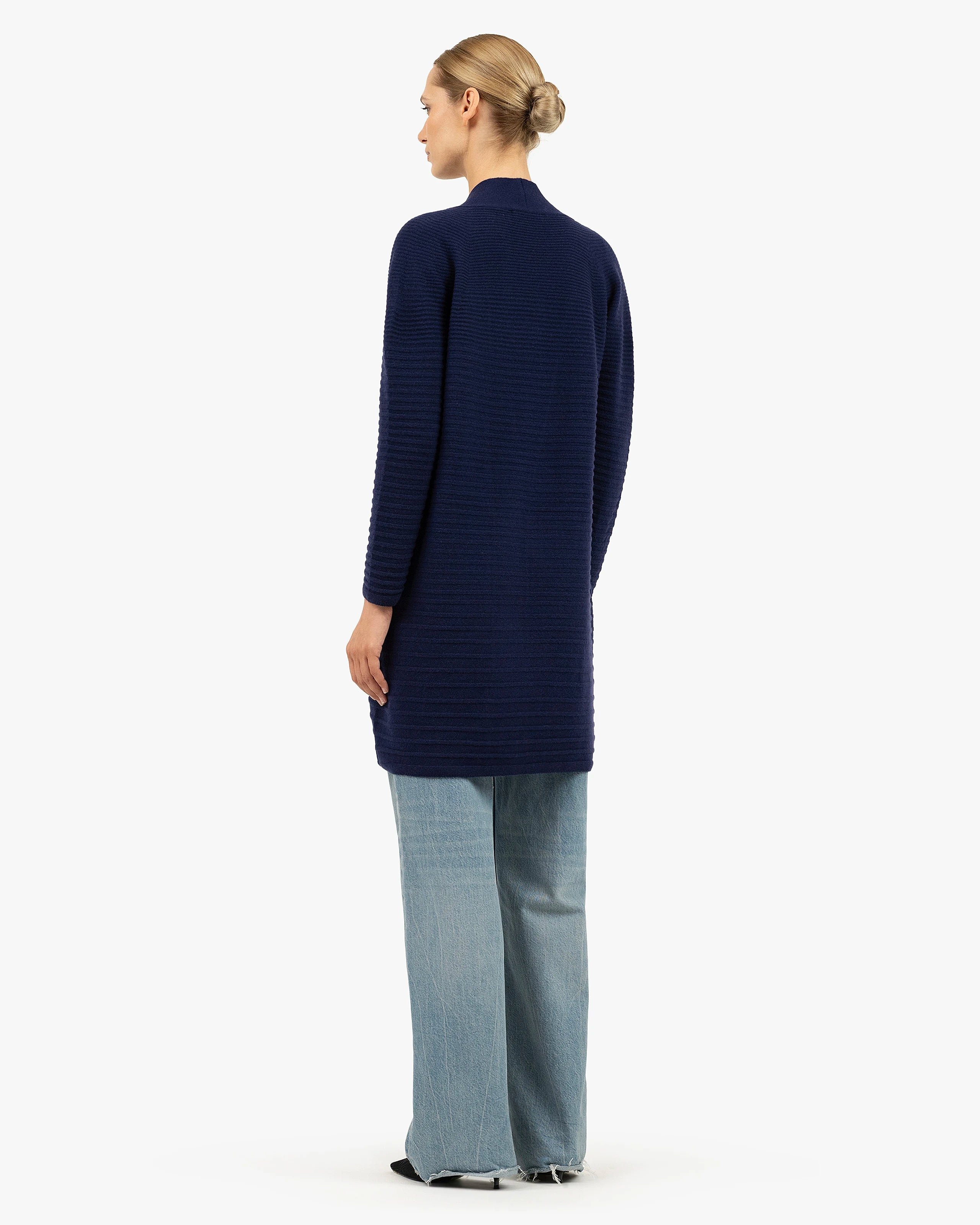 Degradé Ribbed Cardigan - Blue Cashmere