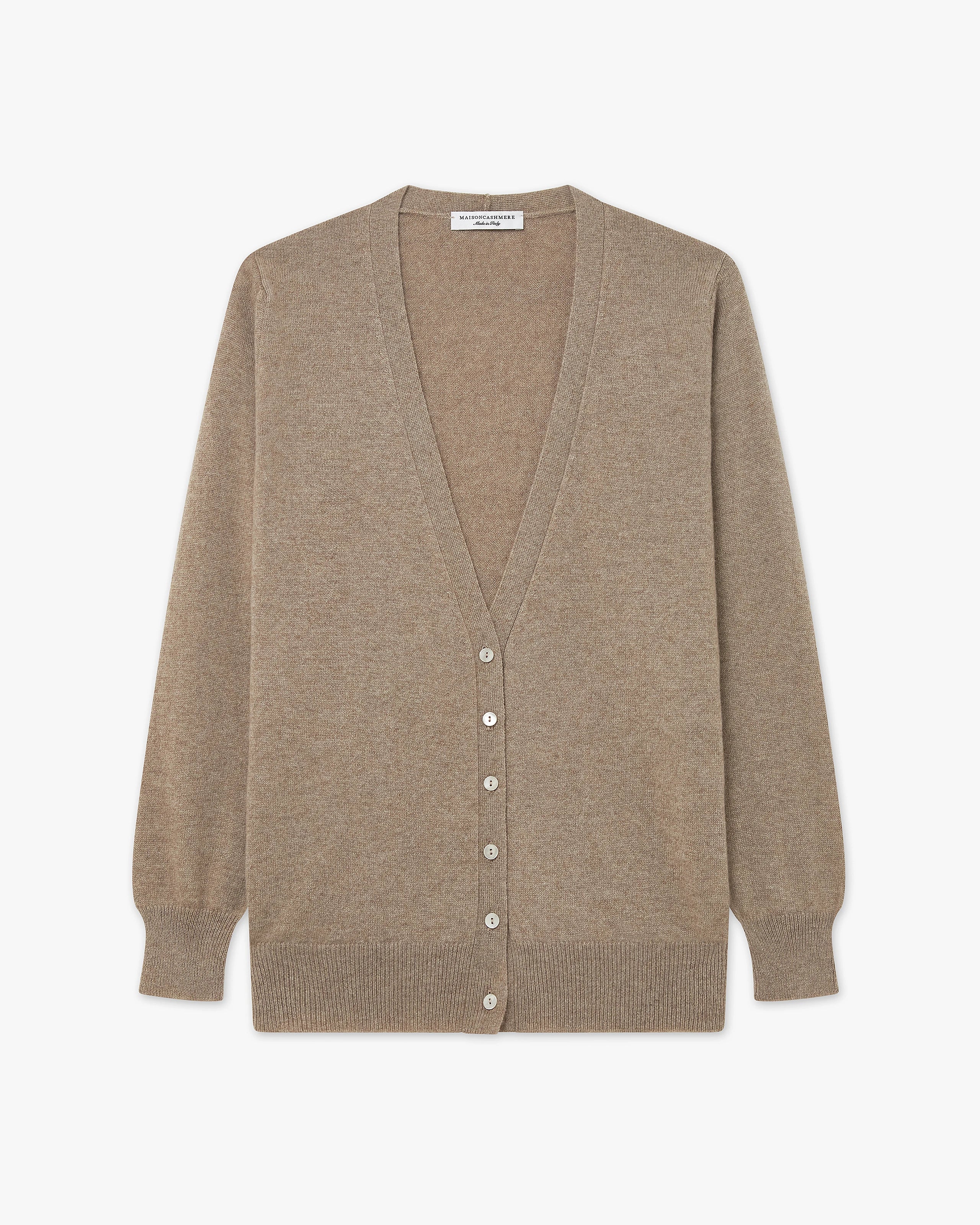Women's Essential V-Neck Cardigan - Taupe Cashmere