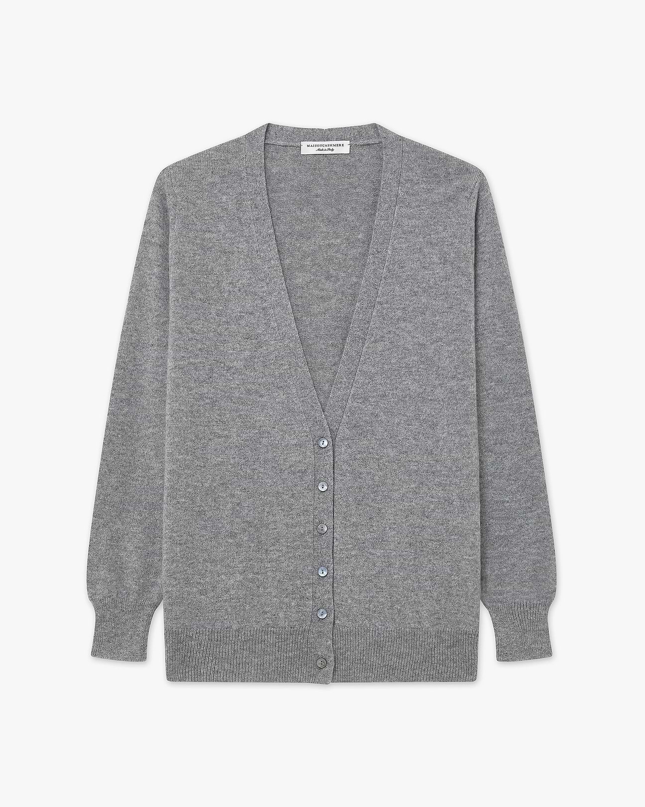 Women's Essential Cashmere Cardigan - Medium Grey | MaisonCashmere