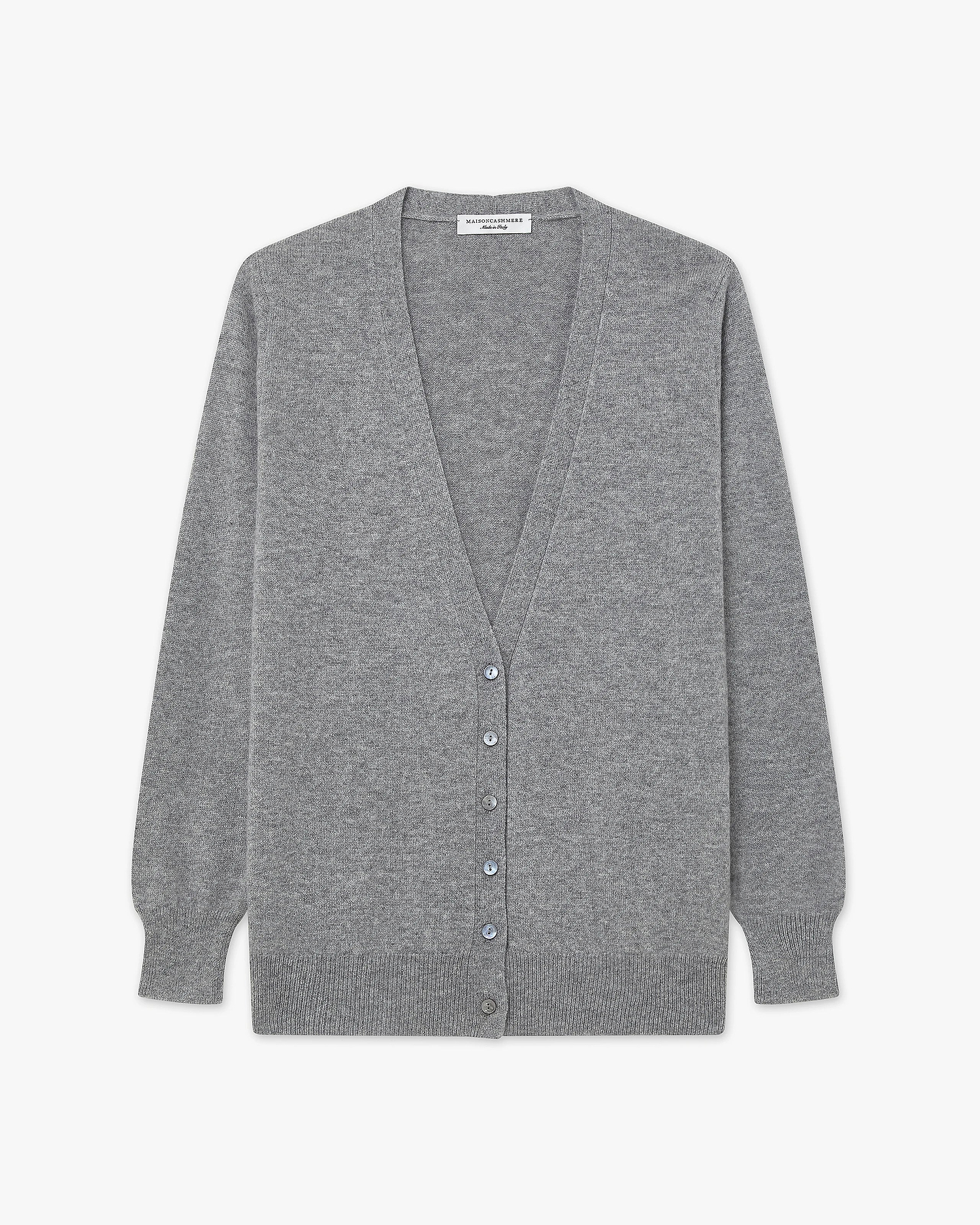 Women's Essential V-Neck Cardigan - Medium Grey Cashmere