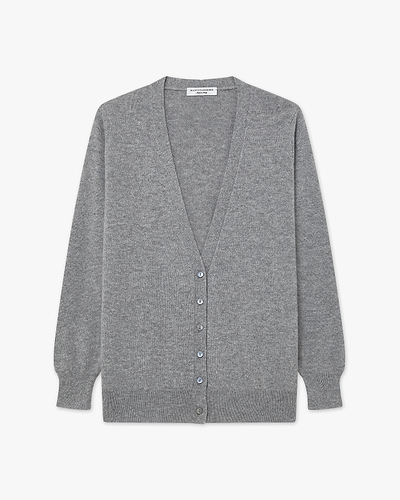 Women's Essential V-Neck Cardigan - Medium Grey Cashmere