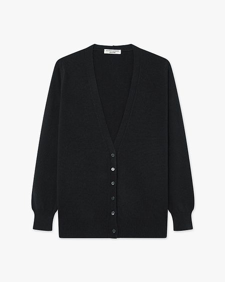 Women's Essential V-Neck Cardigan - Black Cashmere