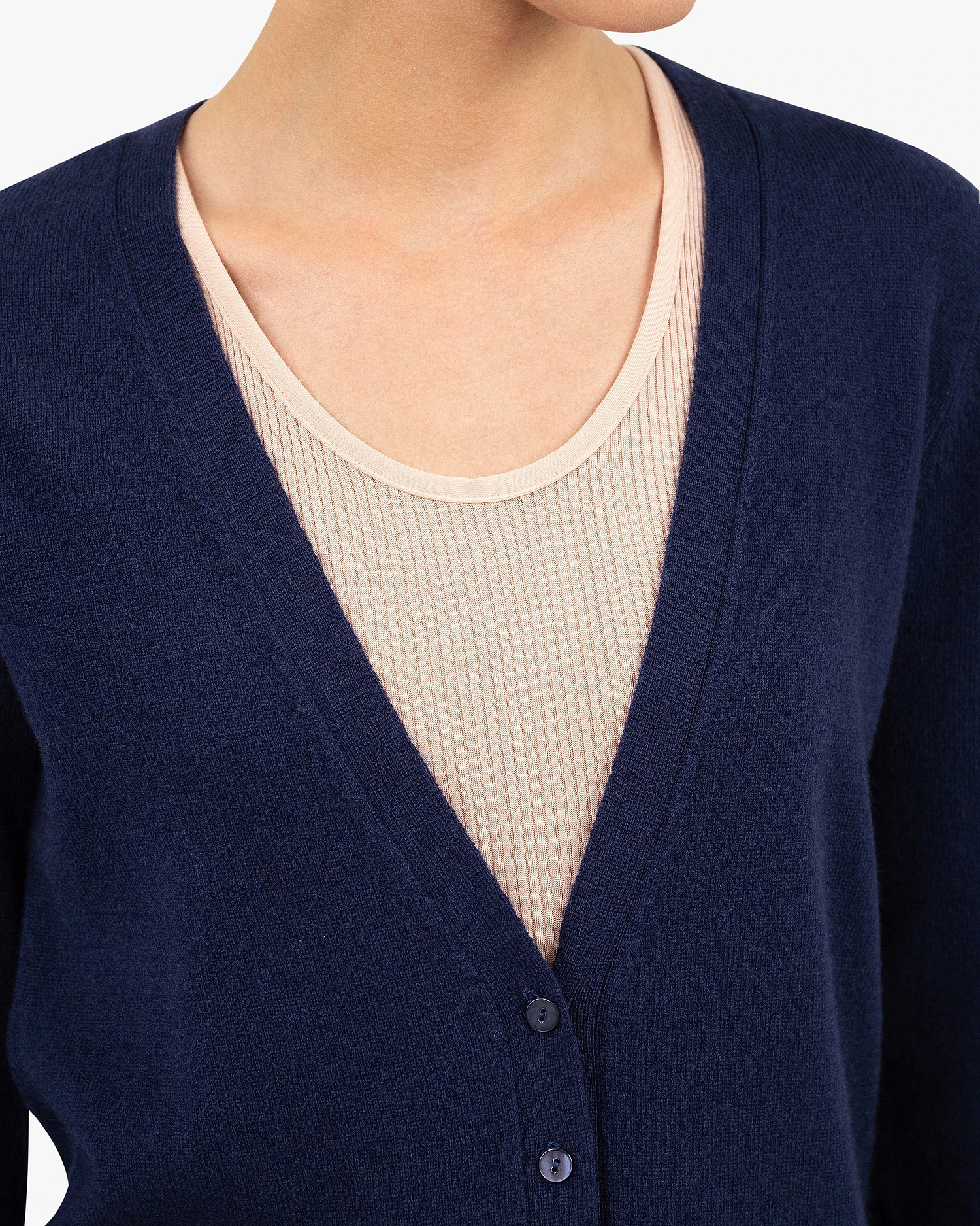 Women's Essential V-Neck Cardigan - Blue Cashmere