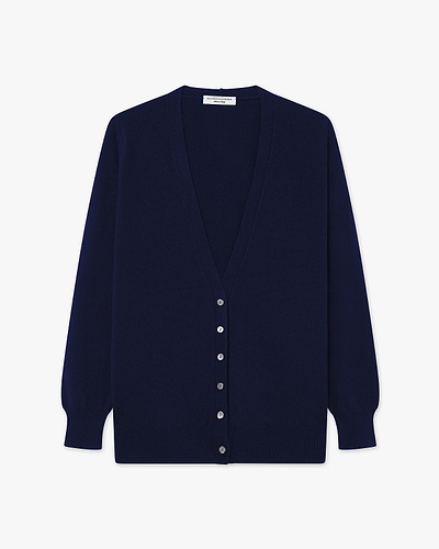 Women's Essential V-Neck Cardigan - Blue Cashmere