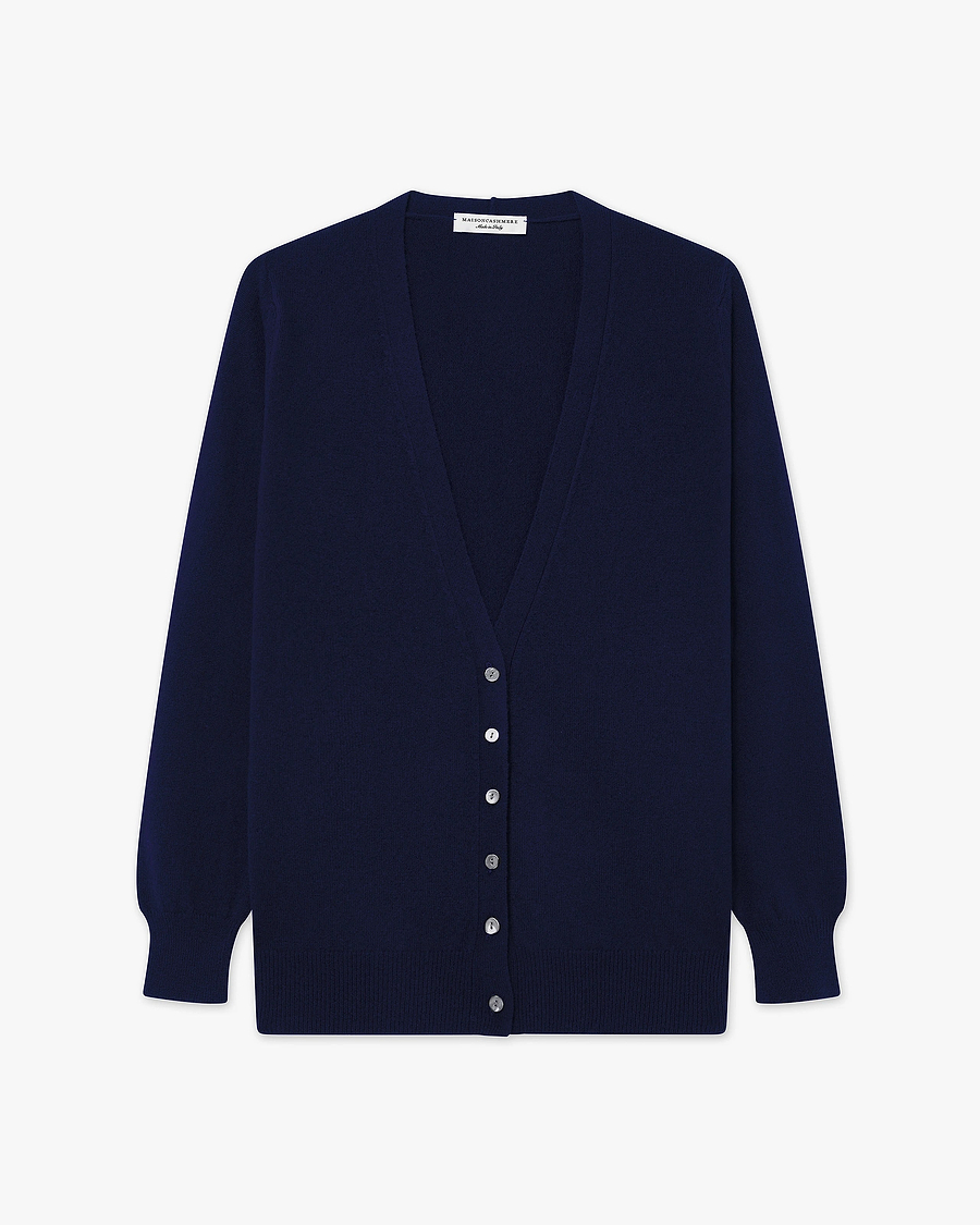 Women's Essential V-Neck Cardigan - Blue Cashmere