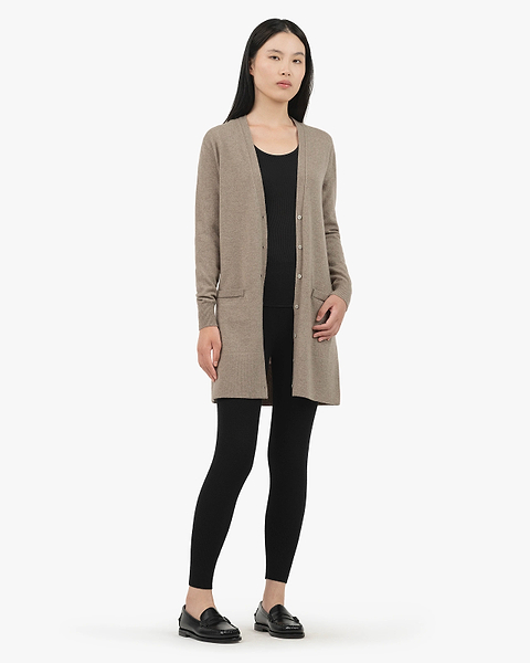 Essential Long Cardigan - Taupe Cashmere