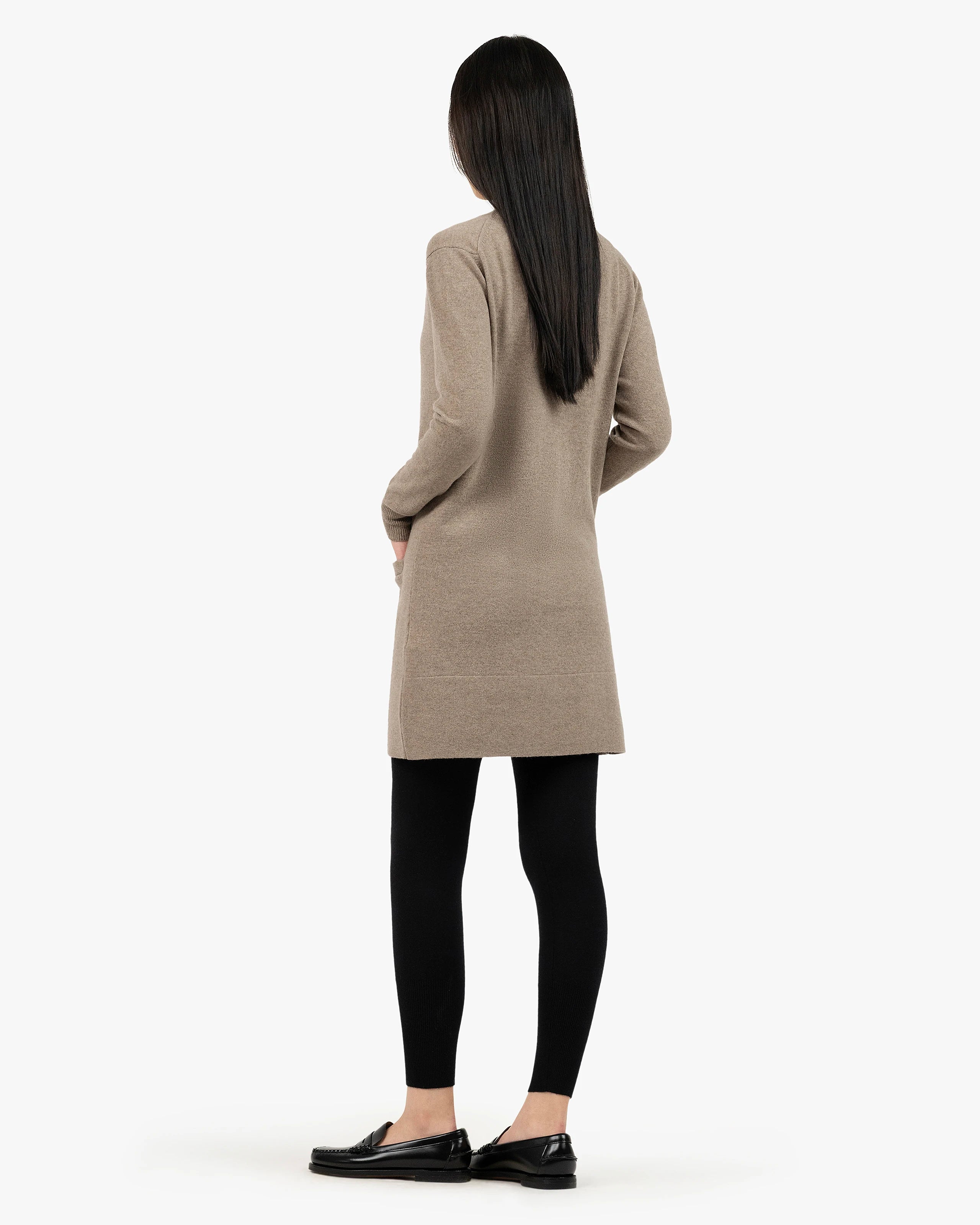 Essential Long Cardigan - Taupe Cashmere
