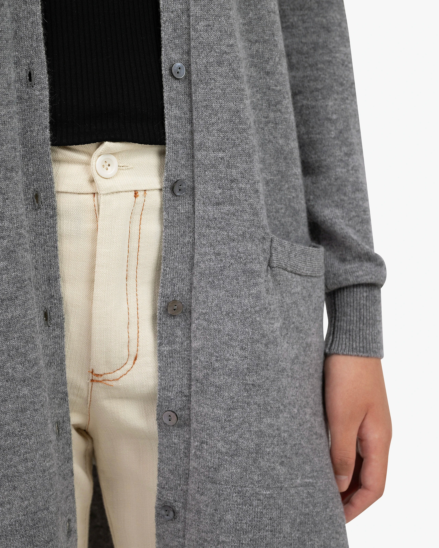 Essential Long Cardigan - Medium Grey Cashmere